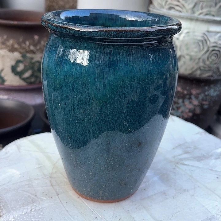 紫砂茶碗精品蓝口径12高度18