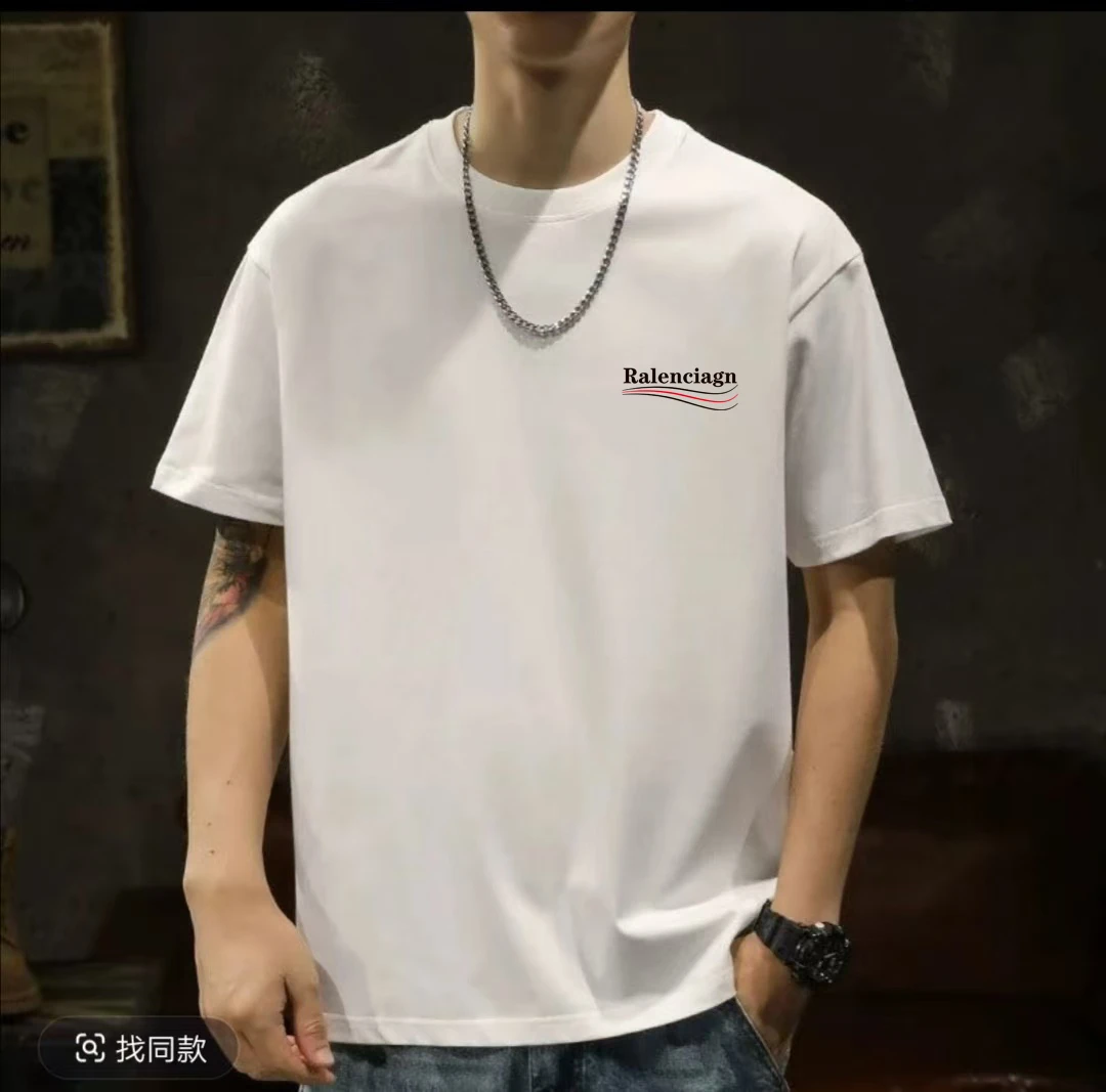 新款夏季男女同款情侣半袖休闲透气圆领潮流印花薄款短袖-7
