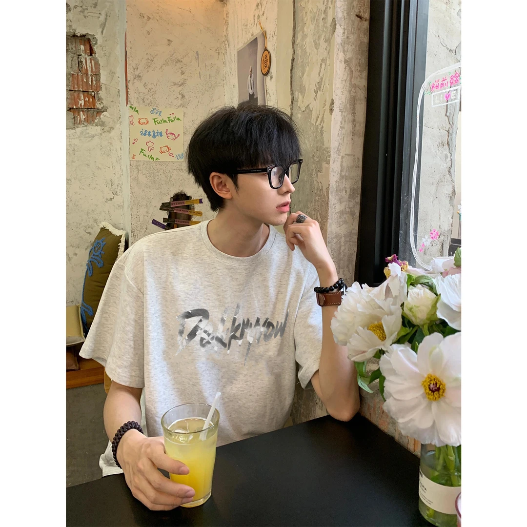 100%纯棉美式个性潮流字母印花短袖T恤夏季男女休闲百搭情侣上衣