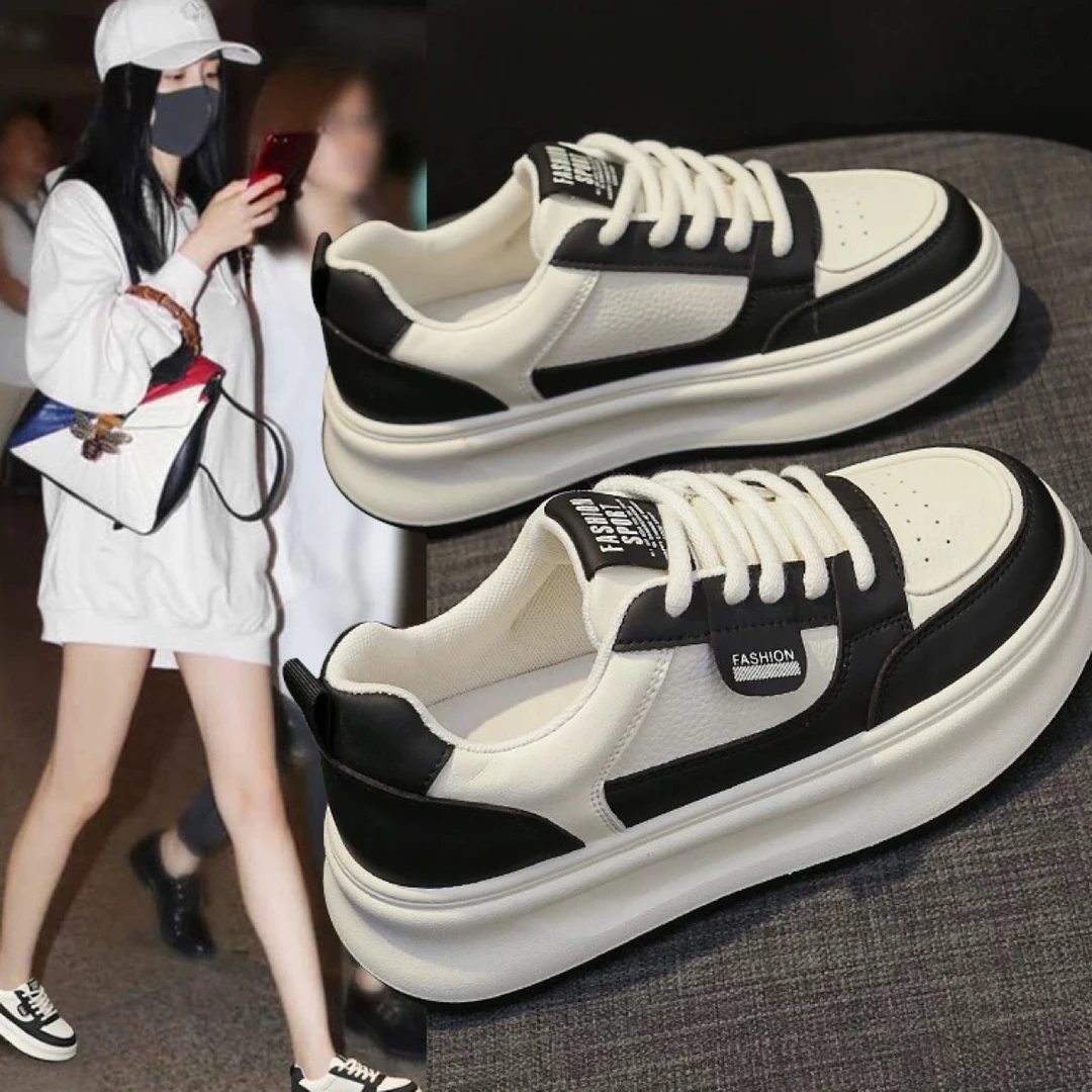 【现货】黑白熊猫板鞋女2025春秋冬新款百搭休闲时尚厚底小白鞋女鞋
