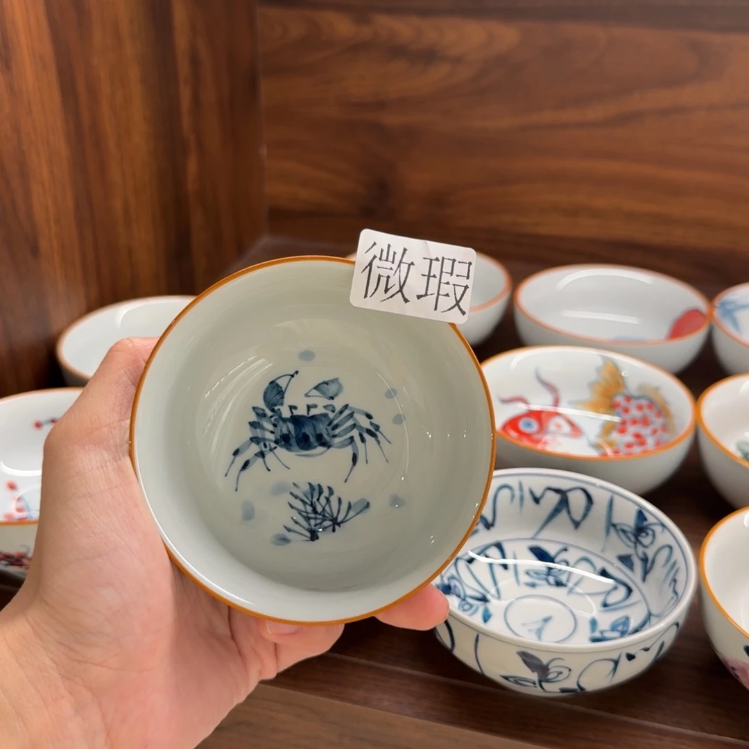 釉下手绘茶具微瑕