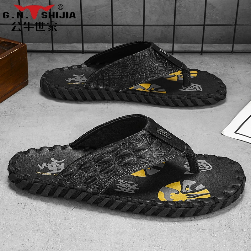 公牛世家人字拖男2025新款春季舒适软底防滑夹趾凉鞋男士爸爸拖鞋