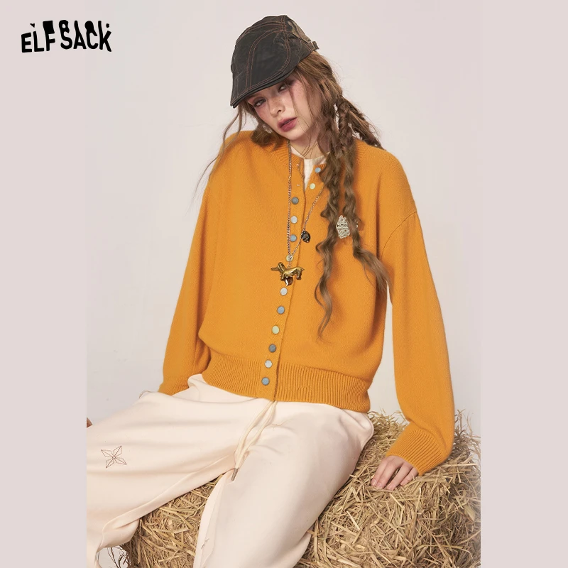 【陈嘉尔专属】妖精的口袋黄色慵懒风套头毛衣女2025年冬季新款休闲