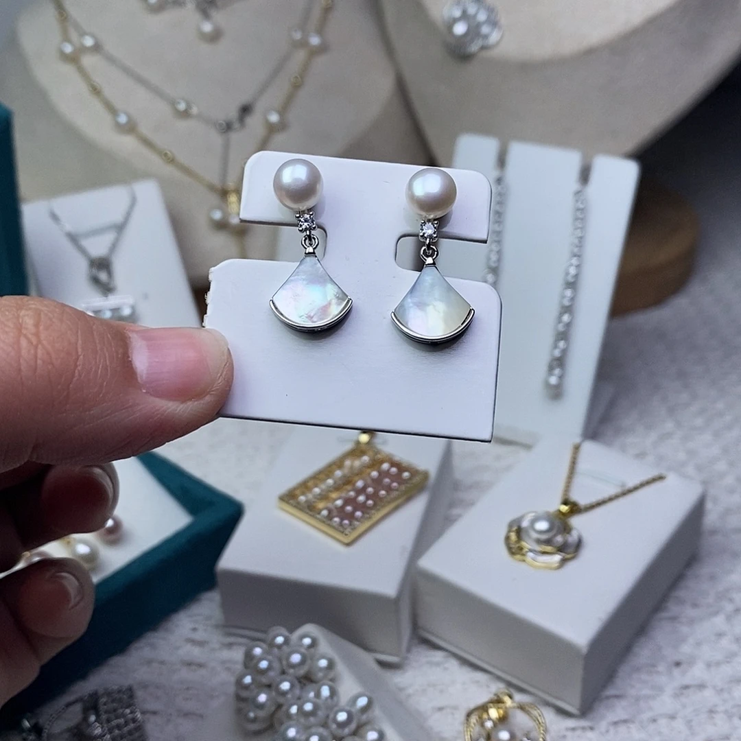 淡水珍珠耳饰银S925镶嵌