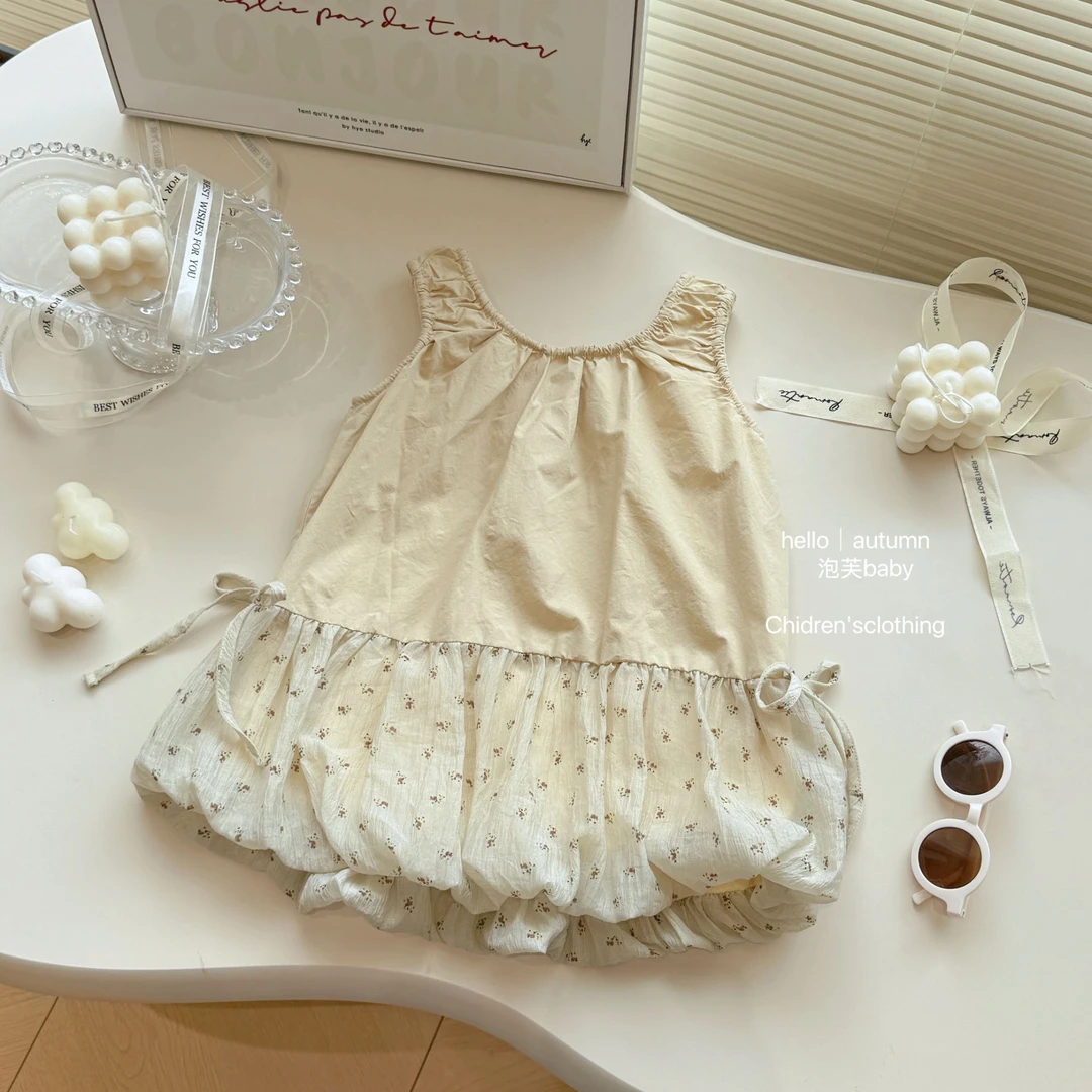 【泡芙baby】童装女童套装2025韩系新款洋气时髦无袖背心儿童背心裙