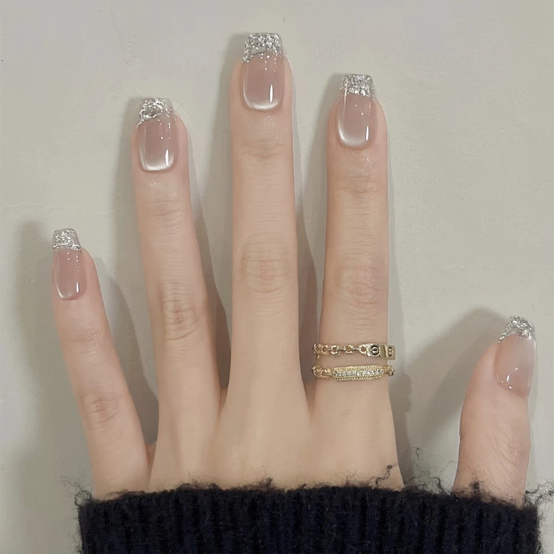 美甲穿戴甲短款2025新款高级感甲片手工夏日法式猫眼穿戴甲贴片