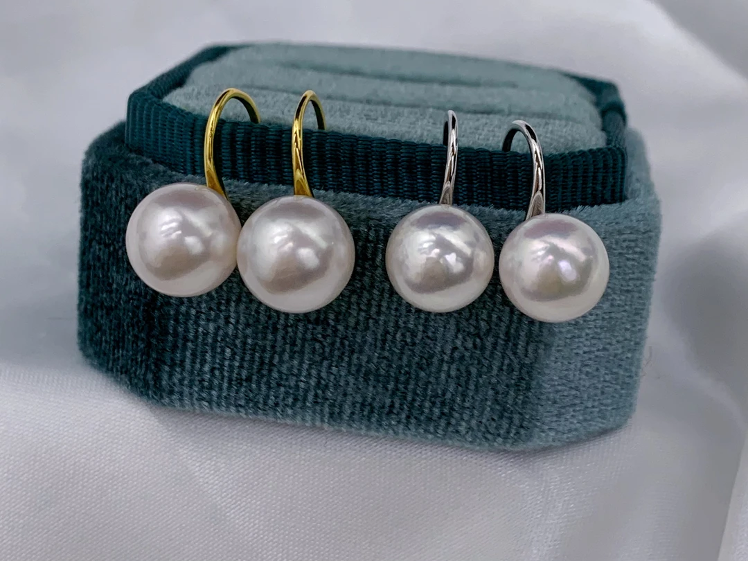 天然海水天女光Akoya高跟鞋耳勾8-9mm送女友送妈妈多样性发一对