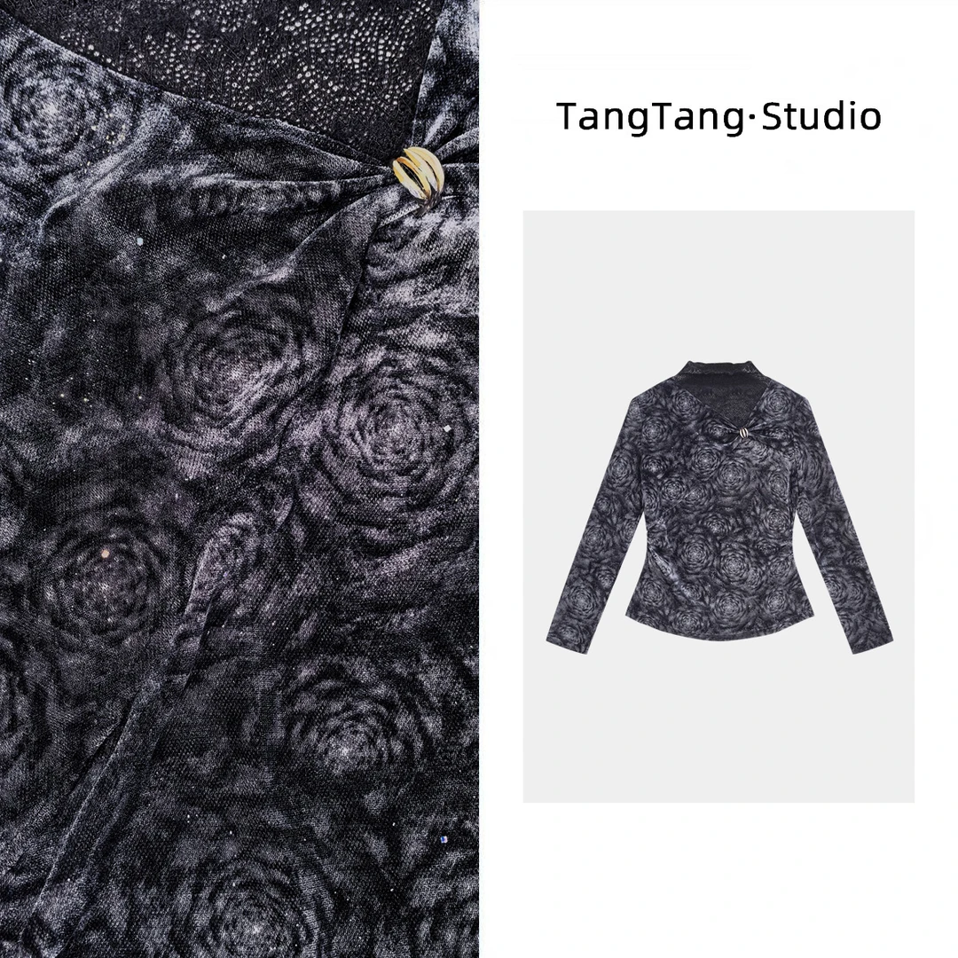 【TangTang·Studio】玫瑰蕾丝上衣高级气质女装气质卫衣上衣-115820