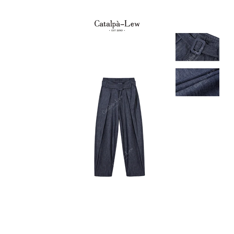 CatalpaLew「山也」墟生美学原色丹宁及地镰刀牛仔裤#C51519