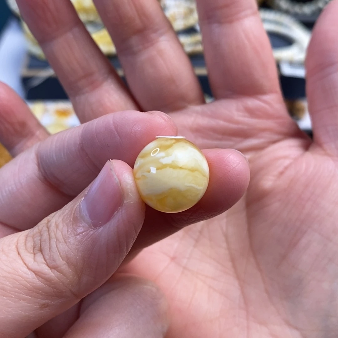 蜜蜡未镶嵌裸石金虎皮纹圆珠单珠15.2