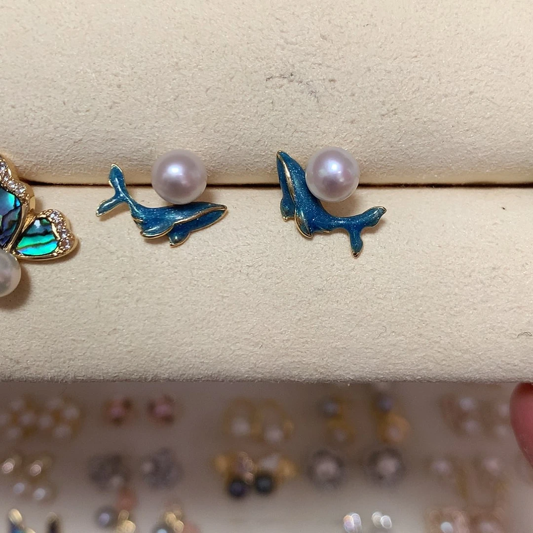 淡水珍珠耳饰合金