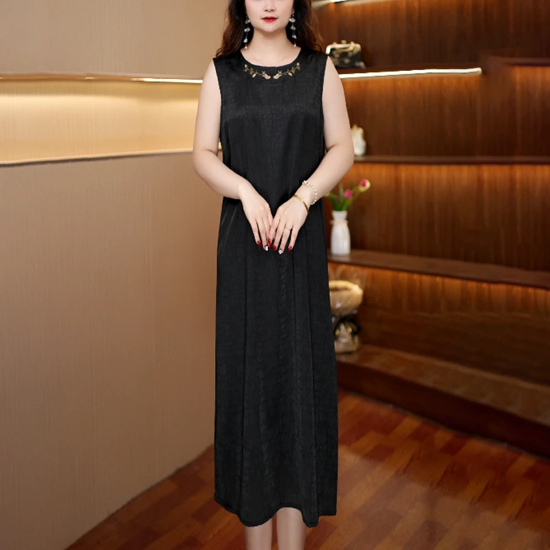 [刺绣]无袖显瘦连衣裙女中长款233