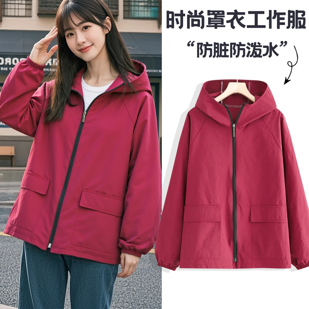 简约韩版长袖围裙防泼水罩衣餐饮上班工作服厨房家用防污耐脏短款