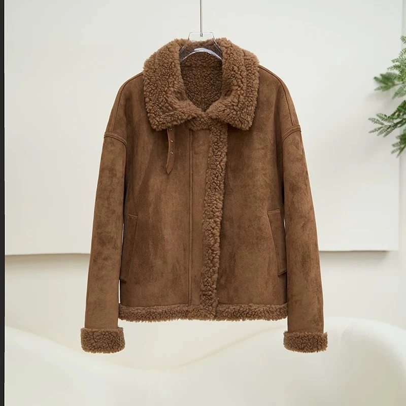 [F001-F200孤品]新款羊羔毛外套一体中长款羊剪绒皮草韩系两面穿