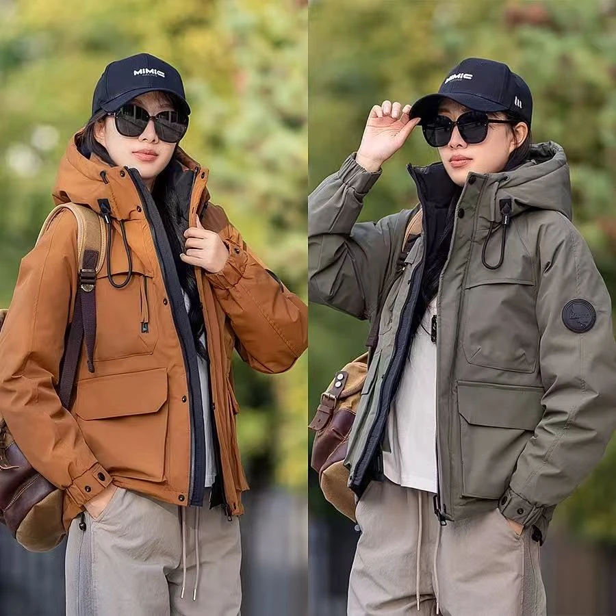 12168男款同款设计师款连帽大口袋秋冬户外工装羽绒服