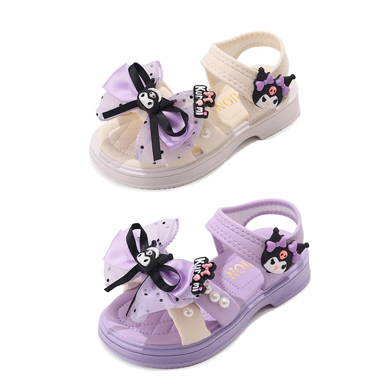 库洛米2025夏季新款女童凉鞋儿童时尚沙滩女孩露趾百搭公主凉鞋