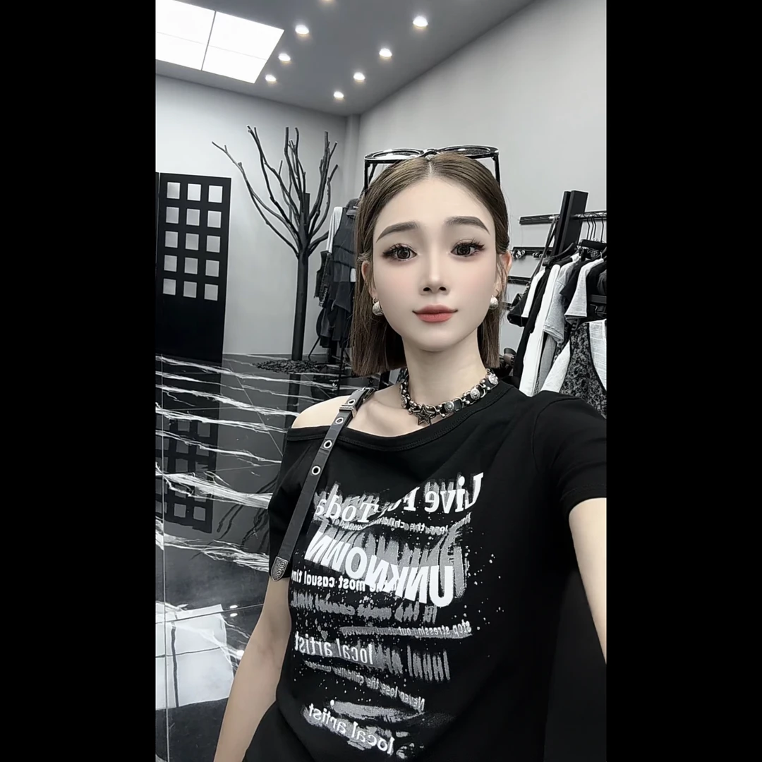 QIMO启茉（3862#美式斜肩上衣）