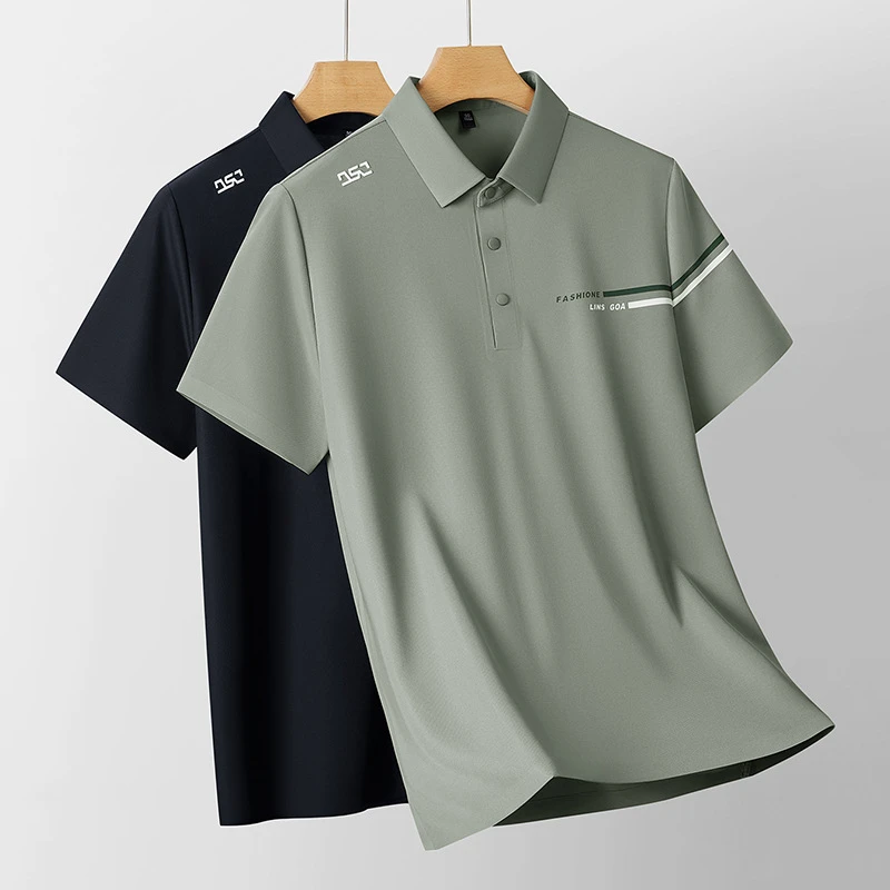 2025夏季新款男士透气T恤加肥加大码商务休闲翻领时尚短袖polo衫