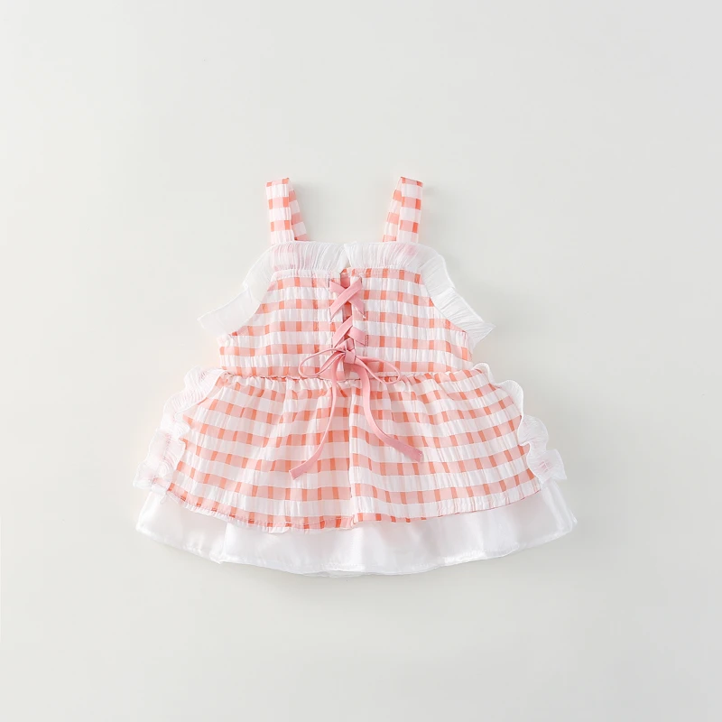 2025女宝宝格子舒适公主裙夏季韩系风连衣裙甜美女童宽松度假风