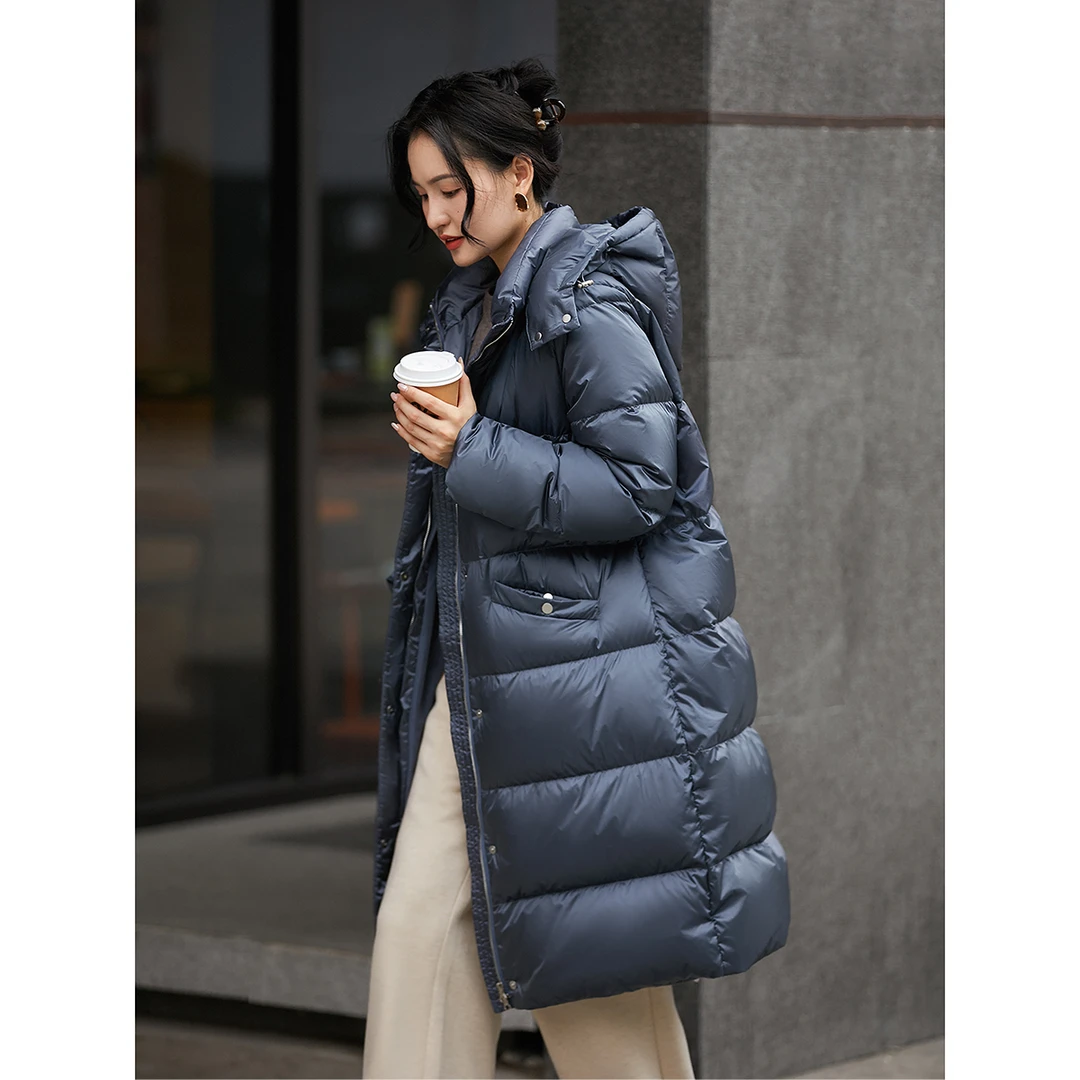 时髦被子款可脱卸连帽可溯源95白鹅绒中长羽绒服YRB760783VG