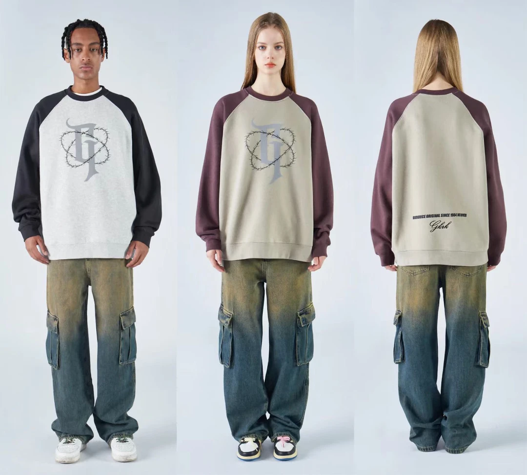 9381#明星带货GKRK！质感巨好！符号图形重磅400g抓绒卫衣