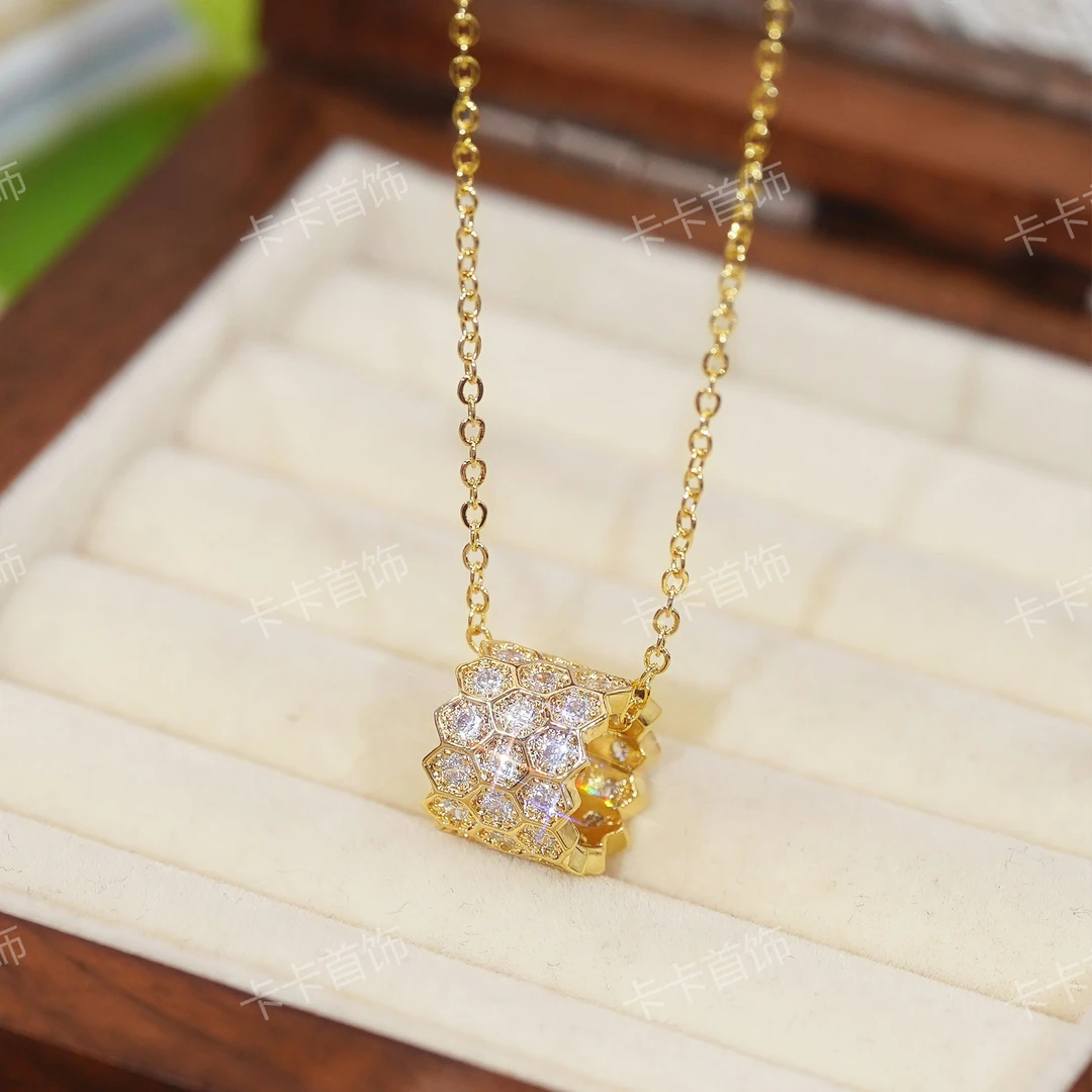 合金合成锆石吊坠 路路通 圆环项链蜂巢七夕礼物精致气质时尚百搭