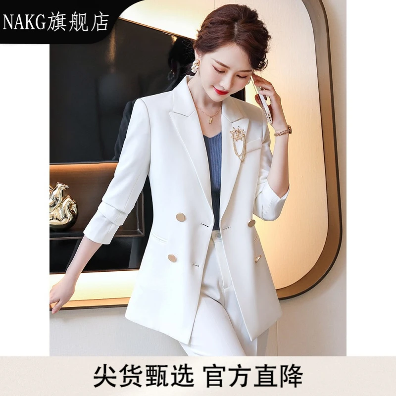 NAKG白色西装套装女2025新款气质女神范正装高级感西服外套职业装