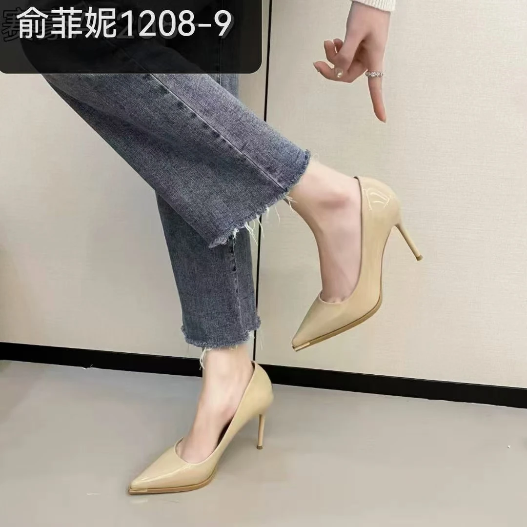 2025尖头防踢高跟鞋新款单鞋女鞋细跟纯色超高跟百搭聚会气质