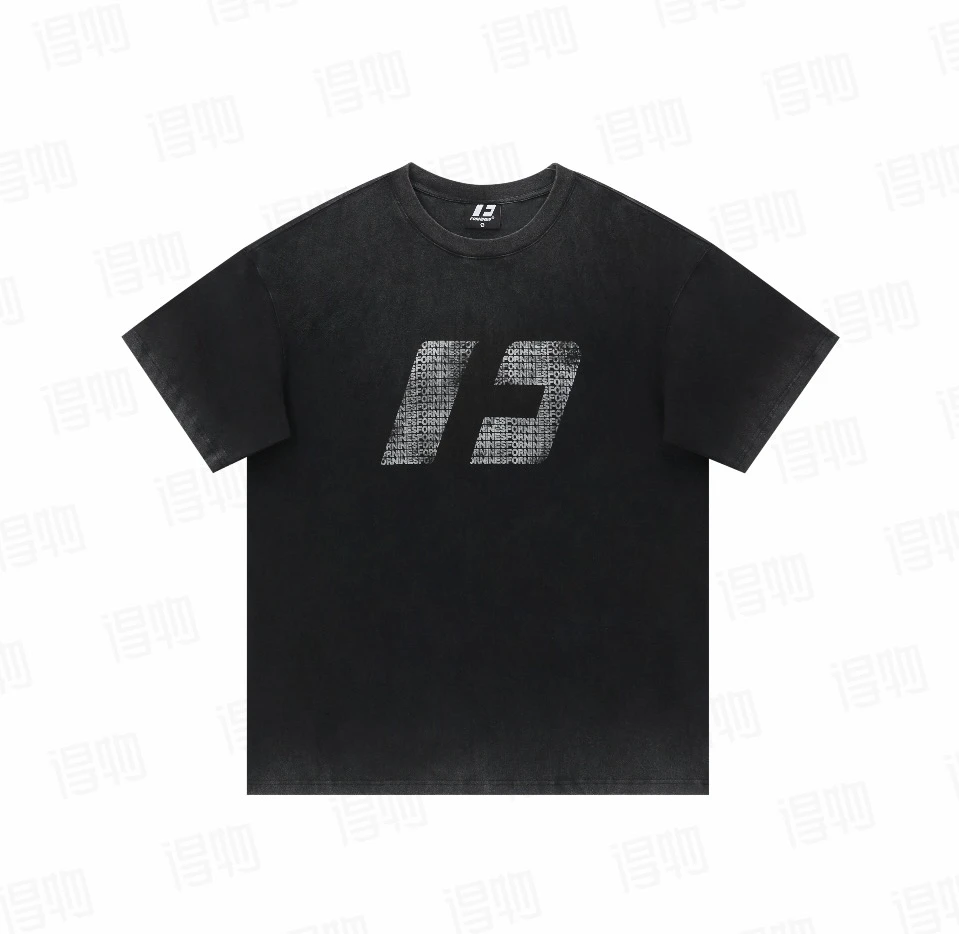 复古做旧重工水洗短袖潮牌美式渐变T恤 男女同款- FN296