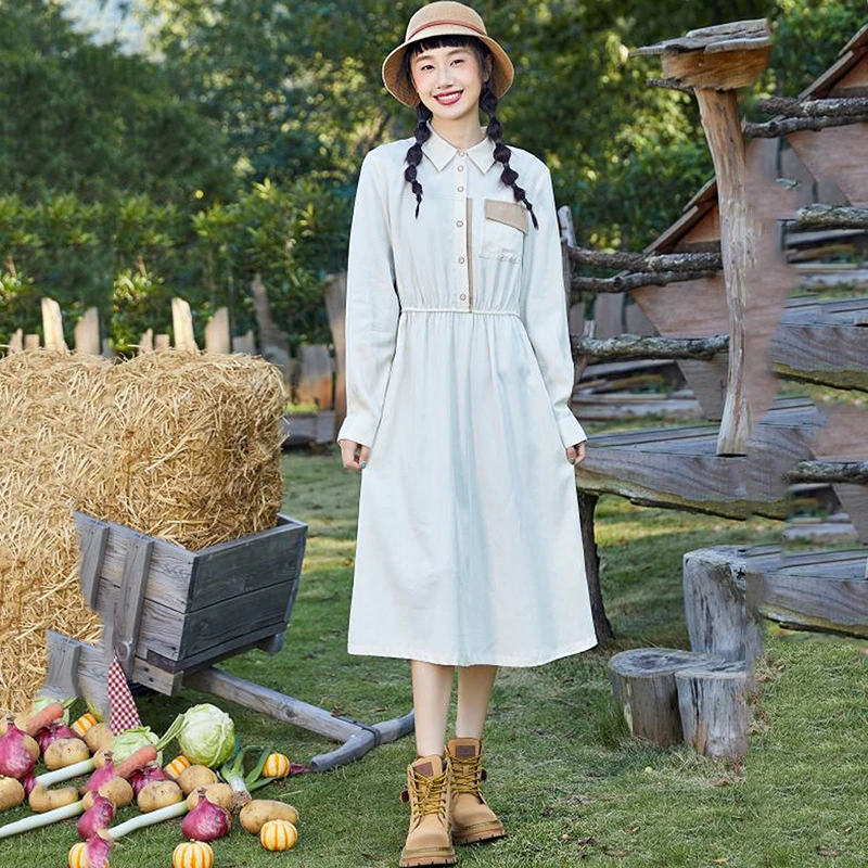 32607【觅系列】米色衬衫连衣裙31MX07D222