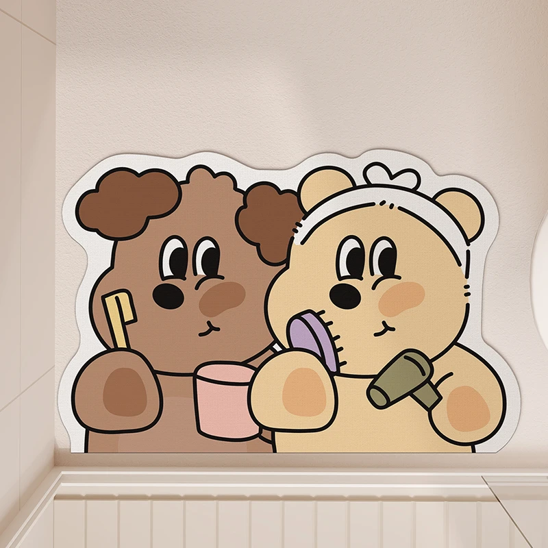 洗漱狗熊软硅藻泥地垫居家好物卫生间浴室洗手间门口防滑吸水地垫