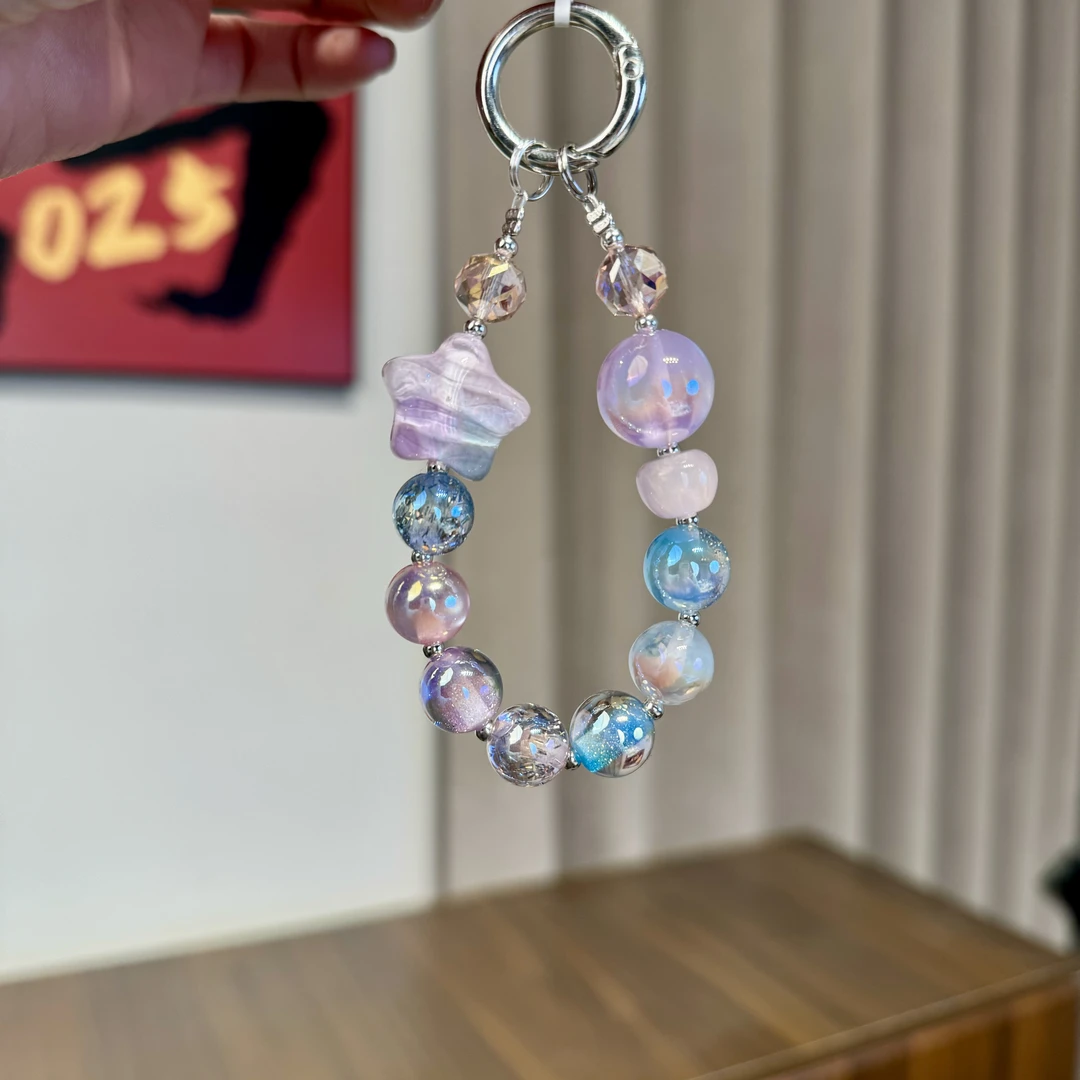 2400清川原创（非主图款）手机链小众手工梦幻设计油画星星小短链