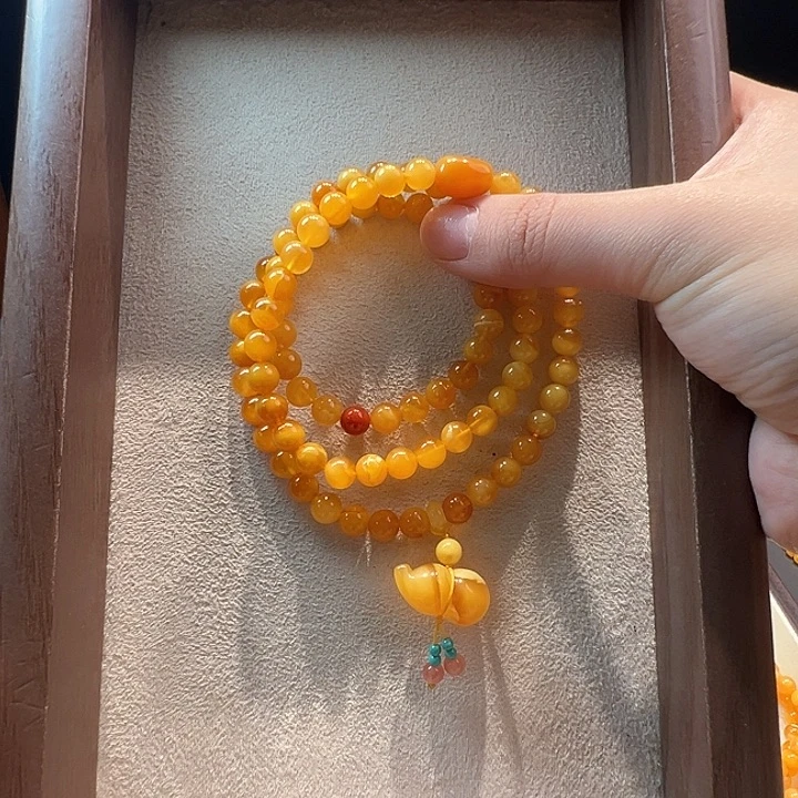 蜜蜡未镶嵌手链6.9mm蜜蜡手串
