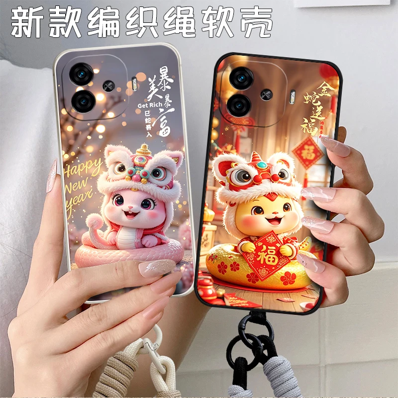 2025全新款iqooz9turbo手机壳V2352A防摔中国红网红萌蛇开运时尚