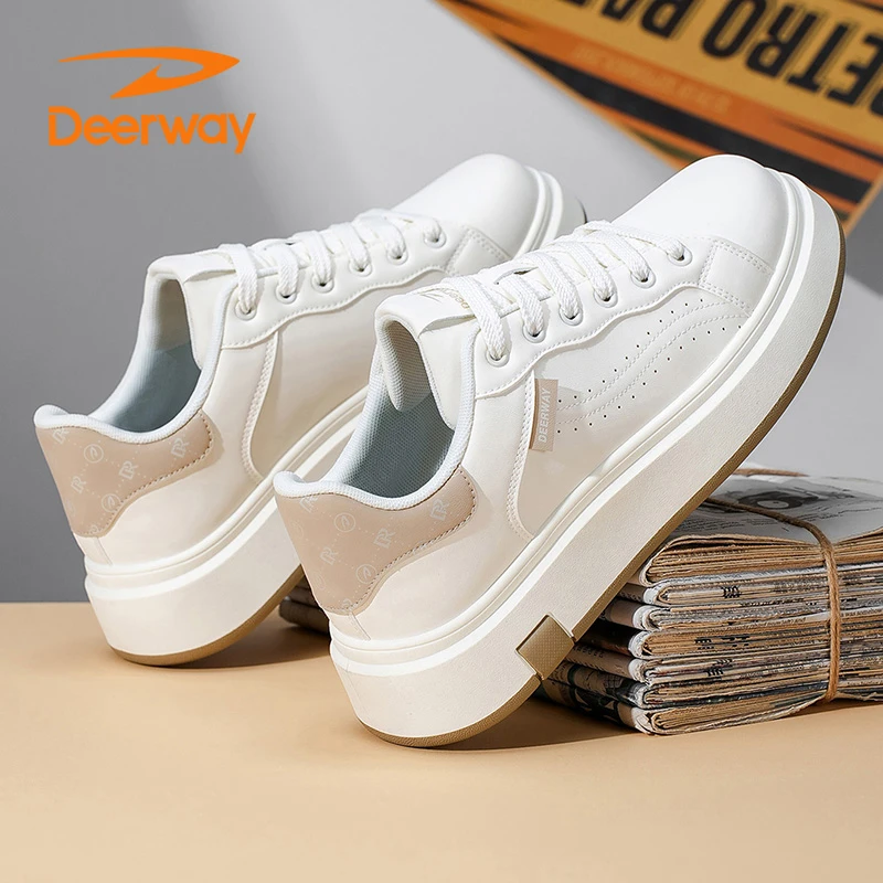 德尔惠男鞋小白鞋休闲板鞋乐福鞋韩版板鞋春秋革面厚底男板鞋素面