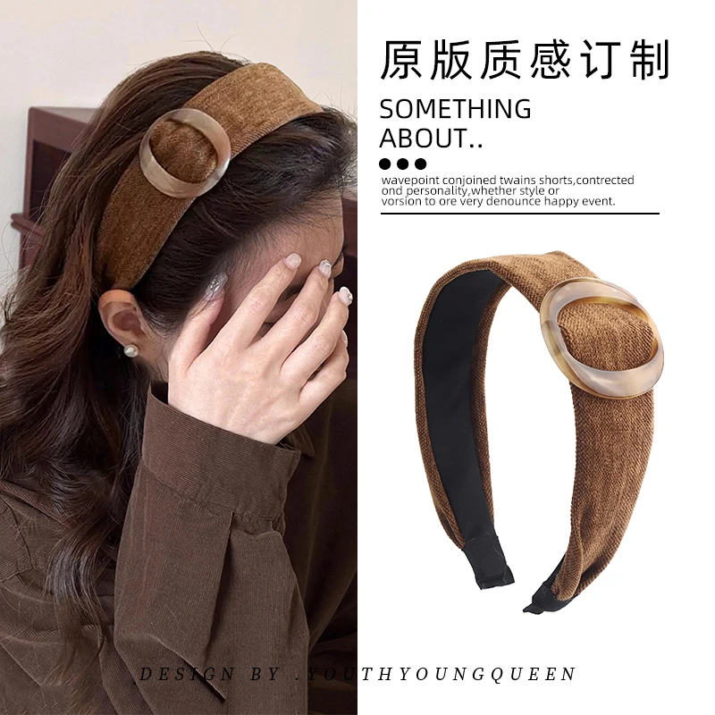 秋冬美拉德圆环宽边发箍女2025新款高级感日常压发高颅顶头箍发饰