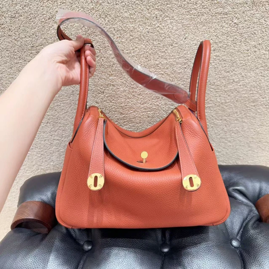 99新 Hermes/爱马仕 Lindy30 6C铜红色金扣 Tc皮 Z刻!