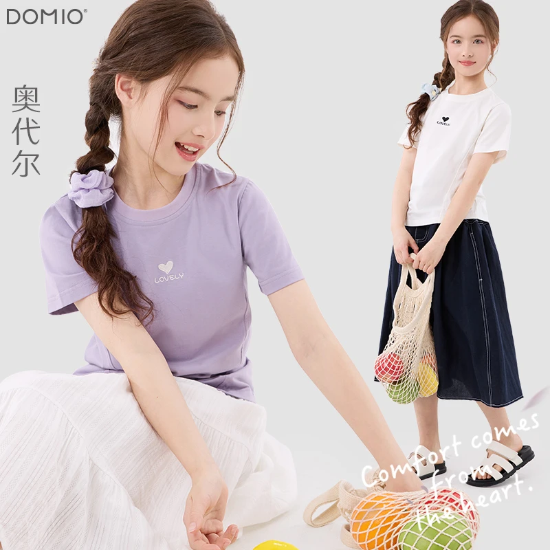 女童短袖t恤夏季2025新款儿童薄款打底衫中大童洋气白色上衣童装