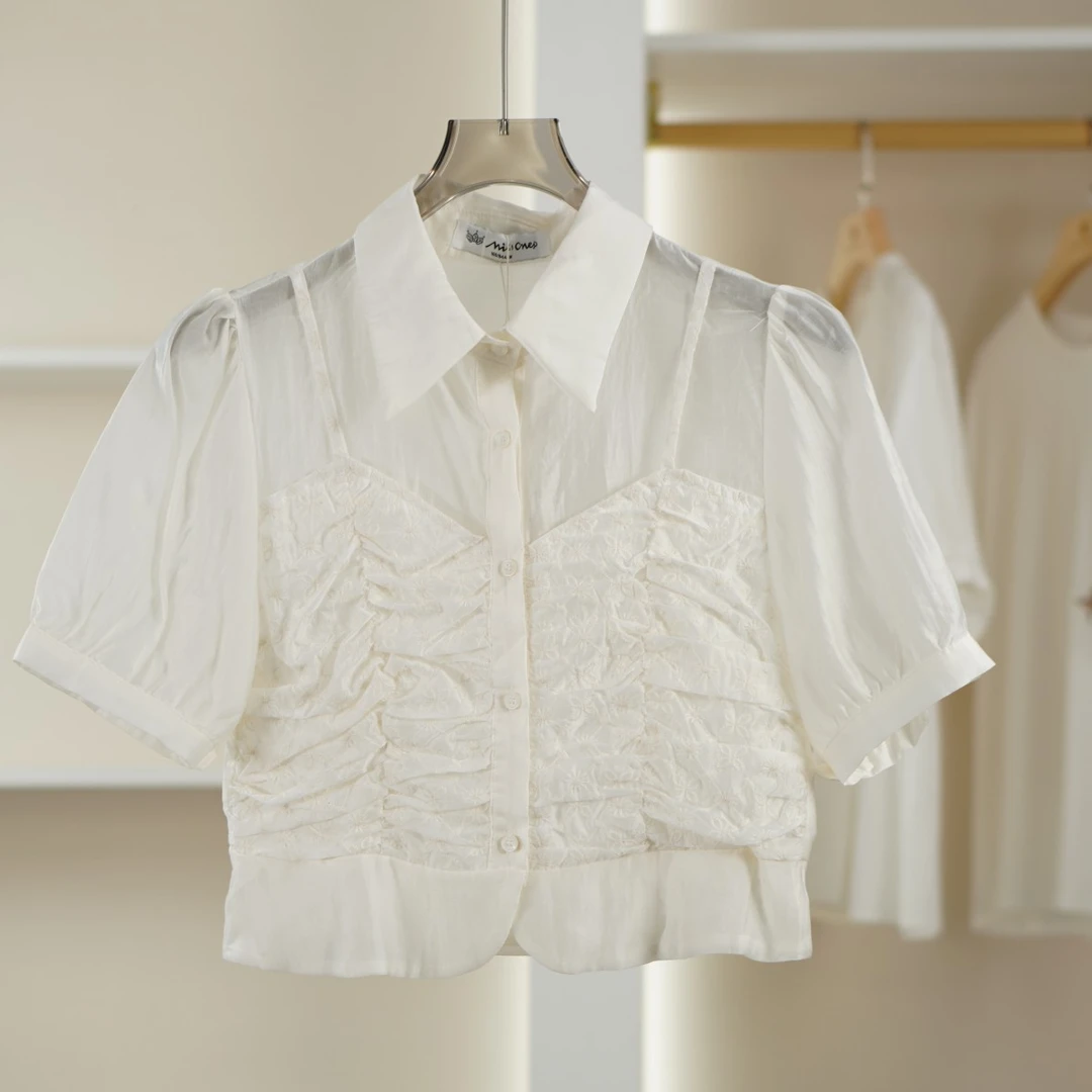 麦迪尚品【Miss-O】5042116简约百搭短款衬衫女夏季专柜正品 C4组