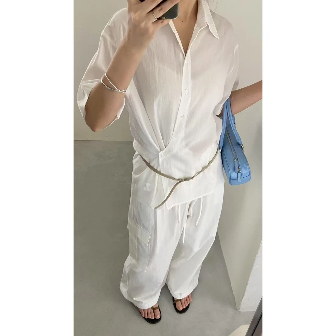 22142#RENVIND#时尚又舒适透气的短袖翻领衬衫(福利)