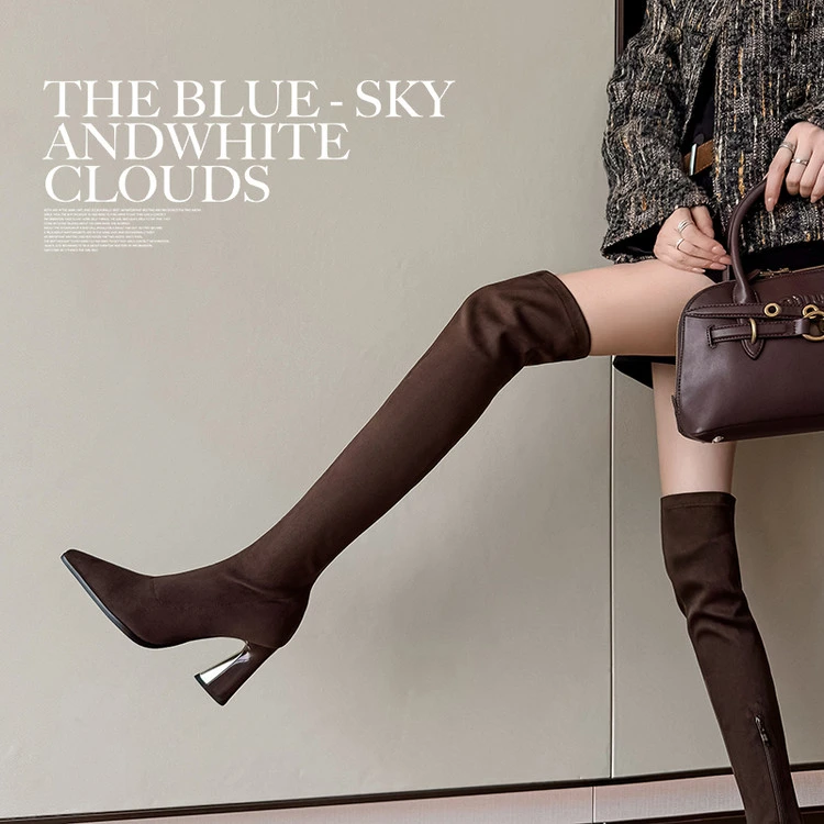 巨显瘦2025秋冬季新款高筒女靴子高跟弹力瘦瘦靴小个子过膝骑士靴
