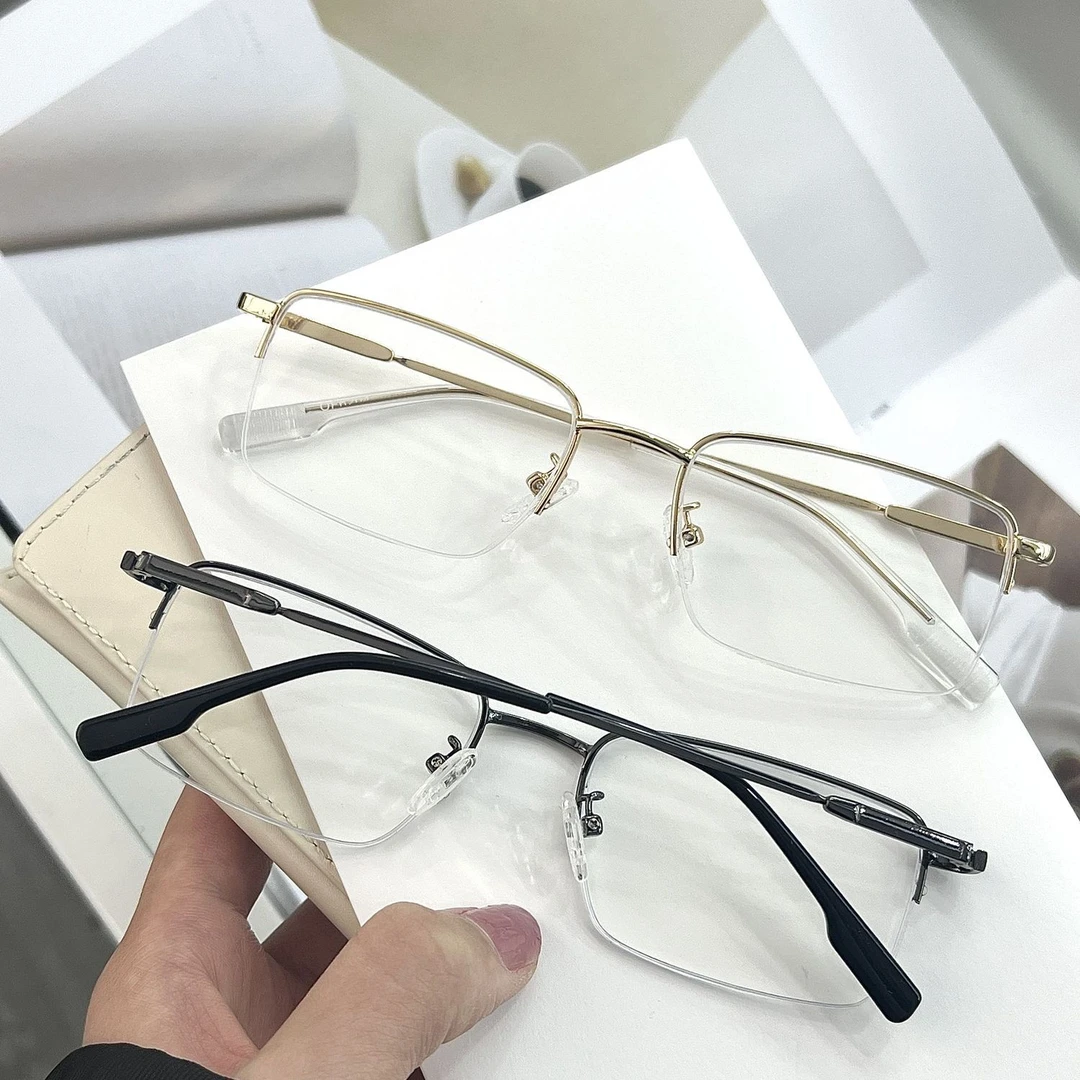 明星同款超轻百搭金丝眼镜框半款气质女文艺商务男近视眼镜帅气