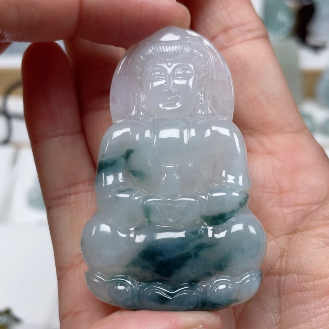 翡翠颈饰未镶嵌天然翡翠A货观音11号