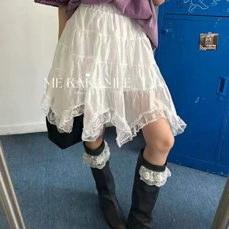 【椿雨日记】白色卡通裙子甜美半身裙百搭