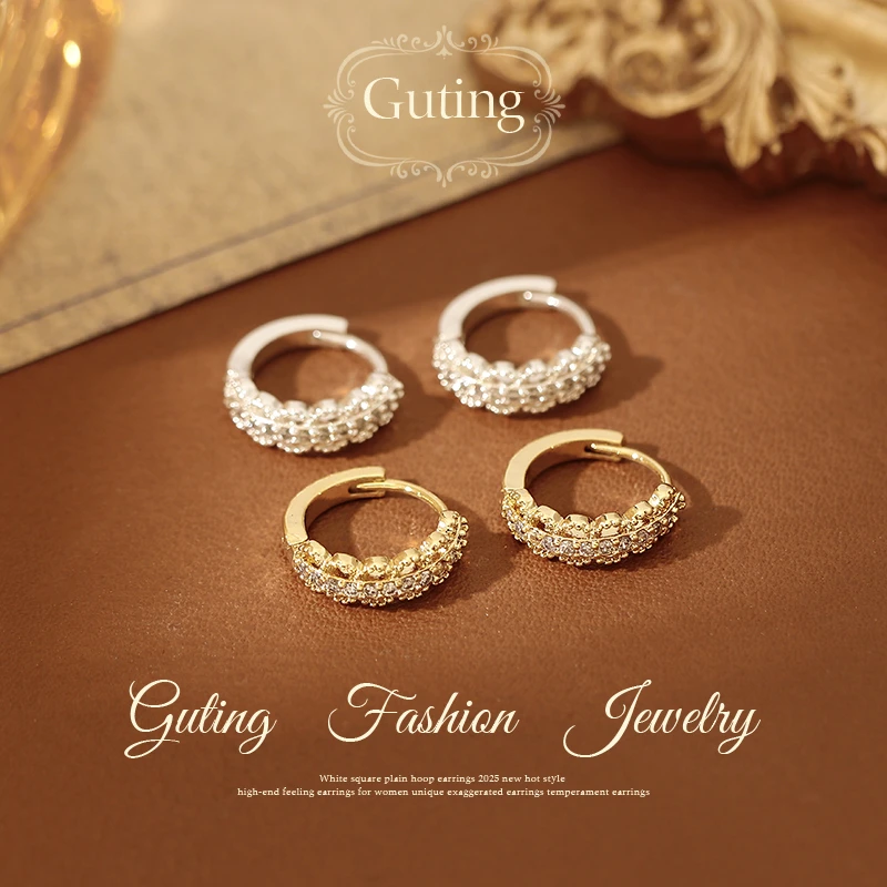 铜合金耳饰 22346金属镂空花边小圈耳扣耳环女轻奢耳钉气质耳饰