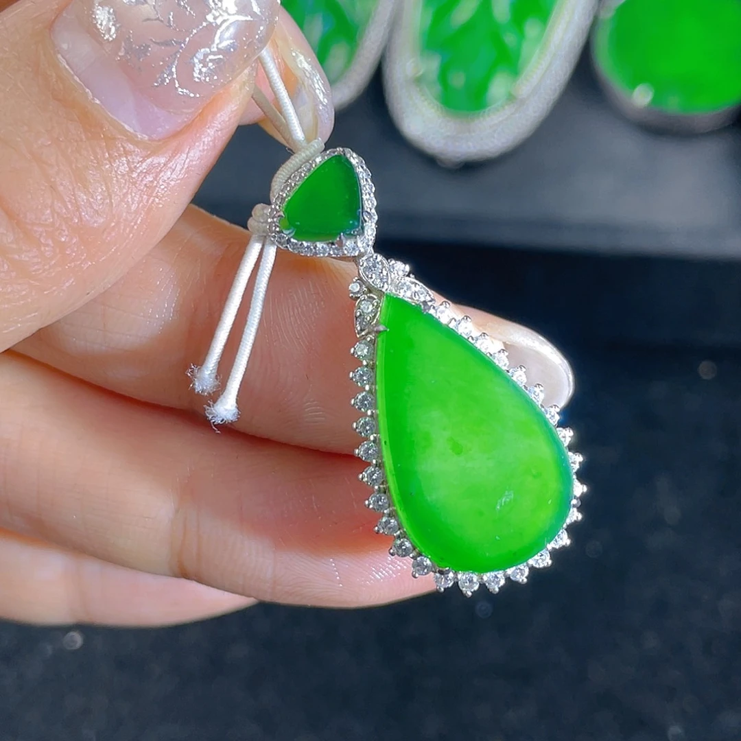 翡翠吊坠(不含链)银S925镶嵌