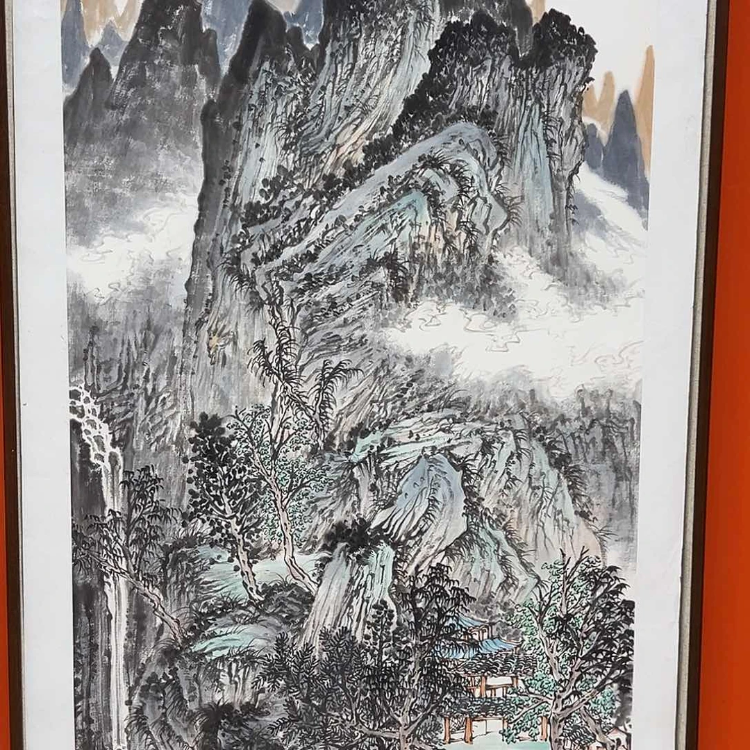 国画朱大明原作溯源带证件合影视频