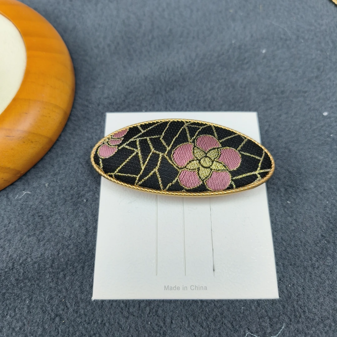 纯手工宋锦复古可爱弹簧夹6.8*3CM