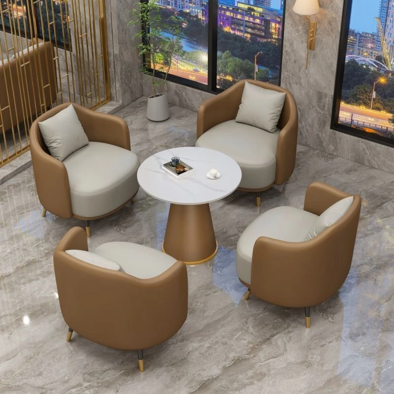 休息区接待沙发小户型组合酒店咖啡厅阳台轻奢美容院洽谈桌椅组合