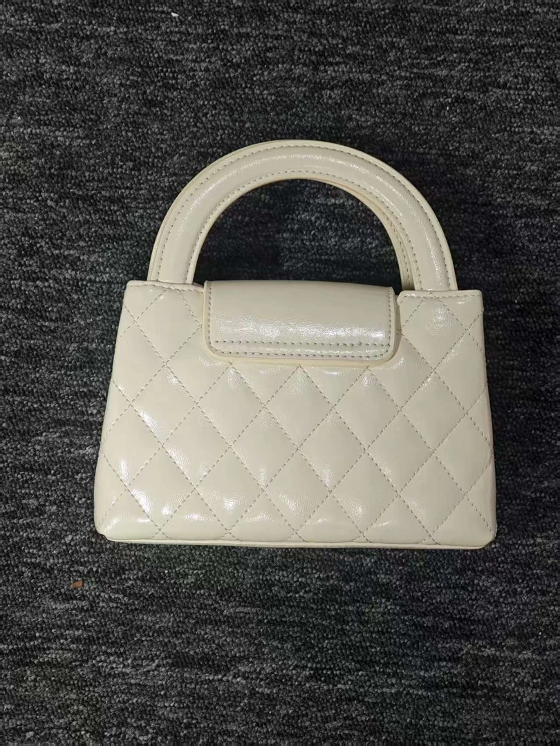TOLEX2025新款百搭简约菱格女包小香风黑白色20cm